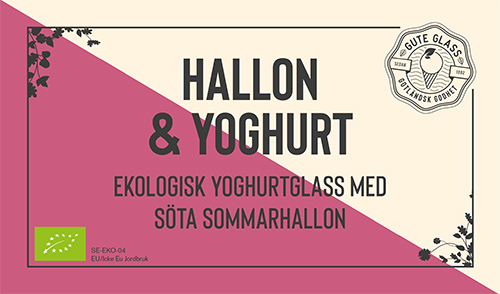 Ettikett för hallon och yoghurt